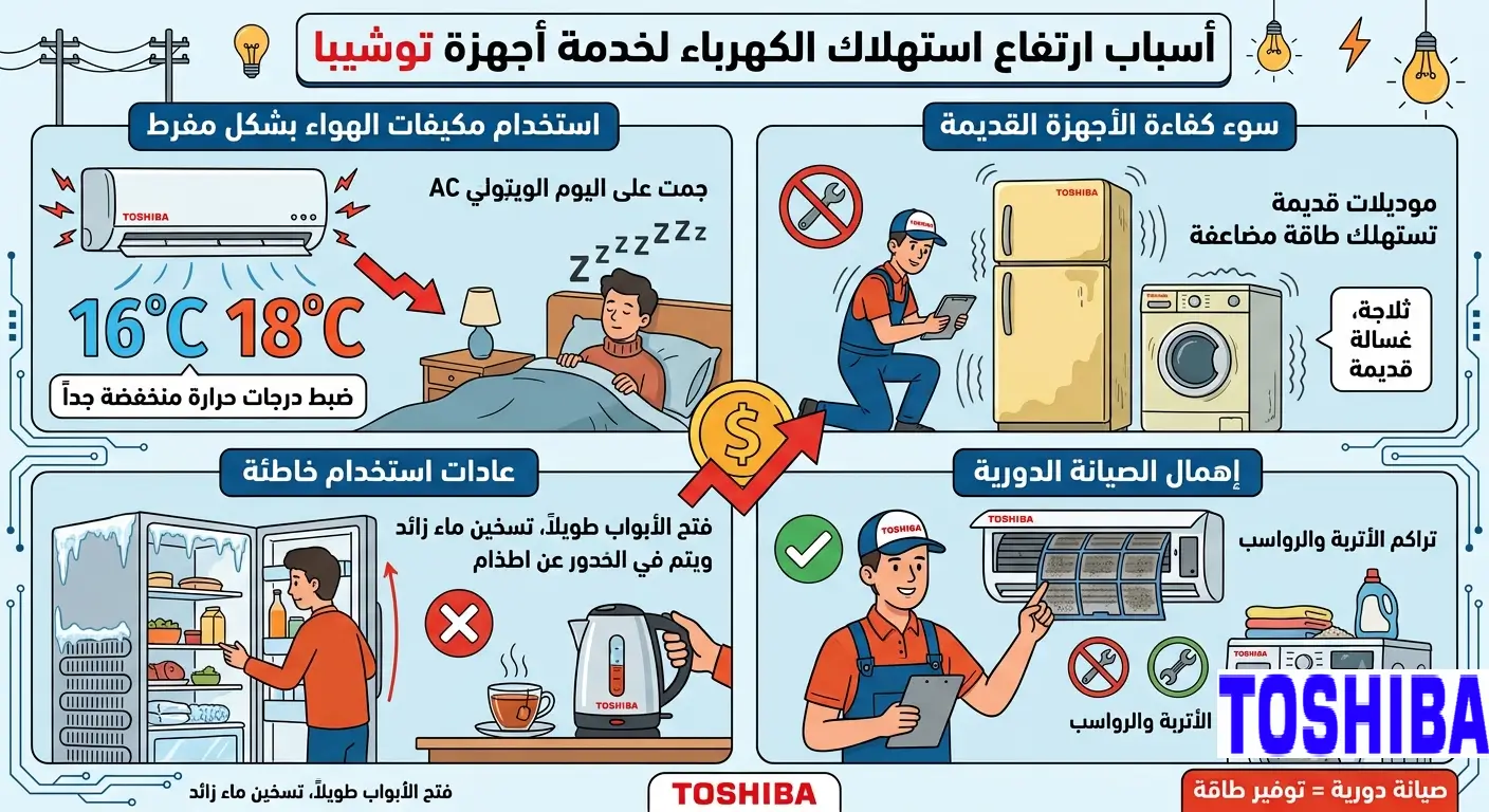 أسباب ارتفاع استهلاك الكهرباء